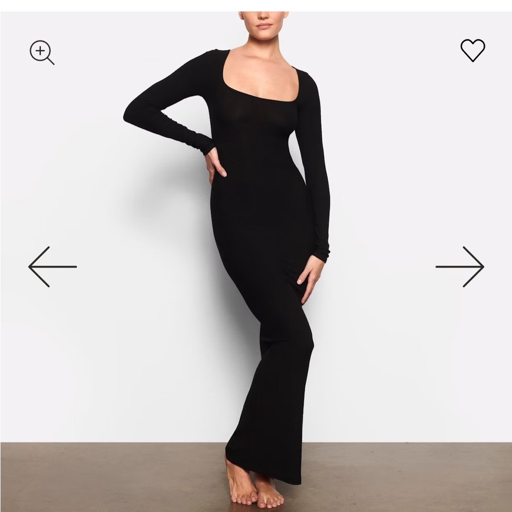 Skims Classic Black Long Sleeve Dress